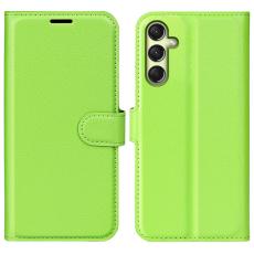  Samsung Galaxy A16 Fodral Litchi L&auml;der Gr&ouml;n - Teknikhallen.se