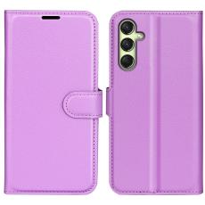  Samsung Galaxy A16 Fodral Litchi L&auml;der Lila - Teknikhallen.se