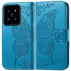  Xiaomi 14T Fodral Med Fj&auml;ril Tryck Bl&aring; - Teknikhallen.se