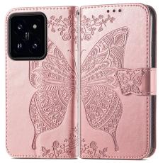  Xiaomi 14T Fodral Med Fj&auml;ril Tryck Ros&eacute;guld - Teknikhallen.se