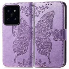  Xiaomi 14T Fodral Med Fj&auml;ril Tryck Lila - Teknikhallen.se