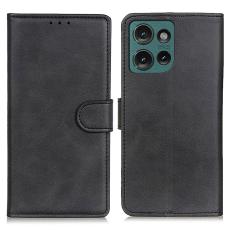  Motorola Edge 50 Pl&aring;nboksfodral L&auml;der Svart - Teknikhallen.se
