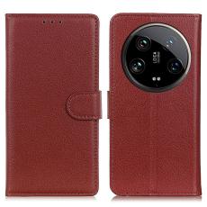  Xiaomi 14 Ultra Fodral Litchi L&auml;der Brun - Teknikhallen.se