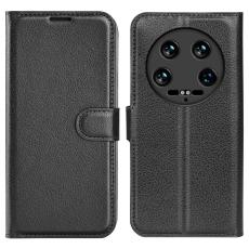  Xiaomi 14 Ultra Fodral Litchi L&auml;der Svart - Teknikhallen.se