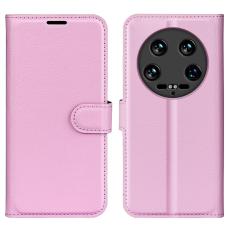  Xiaomi 14 Ultra Fodral Litchi L&auml;der Ljus Rosa - Teknikhallen.se