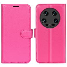  Xiaomi 14 Ultra Fodral Litchi L&auml;der Rosa - Teknikhallen.se
