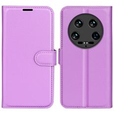  Xiaomi 14 Ultra Fodral Litchi L&auml;der Lila - Teknikhallen.se