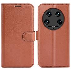  Xiaomi 14 Ultra Fodral Litchi L&auml;der Brun - Teknikhallen.se
