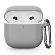  AirPods 4 Skal Med Krok Silikon Ljus Gr&aring; - Teknikhallen.se