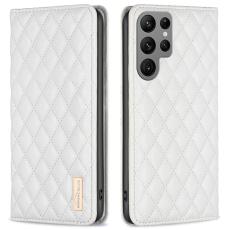 BINFEN BINFEN Galaxy S25 Ultra Fodral Flip Diamond L&auml;der Vit - Teknikhallen.se