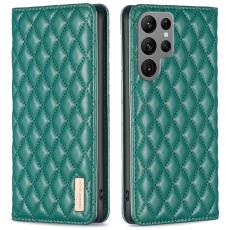 BINFEN BINFEN Galaxy S25 Ultra Fodral Flip Diamond L&auml;der Gr&ouml;n - Teknikhallen.se