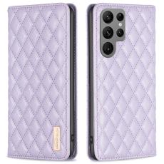BINFEN BINFEN Galaxy S25 Ultra Fodral Flip Diamond L&auml;der Lila - Teknikhallen.se