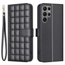  Samsung Galaxy S25 Ultra Fodral L&auml;der Rutor Svart - Teknikhallen.se