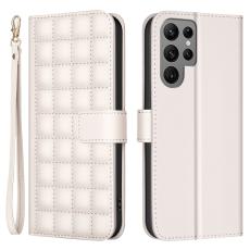  Samsung Galaxy S25 Ultra Fodral L&auml;der Rutor Beige - Teknikhallen.se