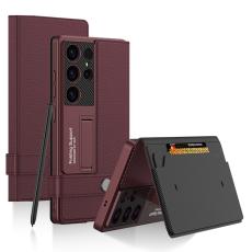 GKK GKK Galaxy S25 Ultra Fodral Kickstand L&auml;der R&ouml;d - Teknikhallen.se