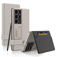 GKK GKK Galaxy S25 Ultra Fodral Kickstand L&auml;der Titanium Grey - Teknikhallen.se