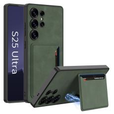 GKK GKK Galaxy S25 Ultra Skal Med Kortfack/Kickstand L&auml;der Gr&ouml;n - Teknikhallen.se