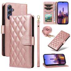  Samsung Galaxy A16 / A26 5G Fodral Rhombus L&auml;der Ros&eacute;guld - Teknikhallen.se
