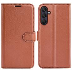  Samsung Galaxy A16 / A26 5G Fodral Litchi L&auml;der Textur Brun - Teknikhallen.se