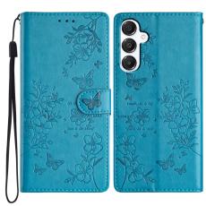  Samsung Galaxy A16/A26 5G Fodral Med Blommigt Tryck Bl&aring; - Teknikhallen.se