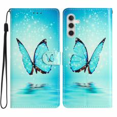  Samsung Galaxy S25 Plus Fodral Med Tryck Bl&aring; Fj&auml;ril - Teknikhallen.se