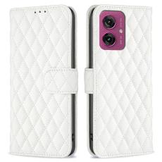 Motorola Moto G55 5G Fodral Diamond L&auml;der Vit - Teknikhallen.se
