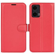  Motorola Moto G35 5G Fodral Litchi L&auml;der R&ouml;d - Teknikhallen.se
