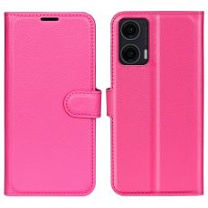  Motorola Moto G35 5G Fodral Litchi L&auml;der Rosa - Teknikhallen.se