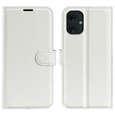  Motorola Moto G55 5G Fodral Litchi L&auml;der Vit - Teknikhallen.se