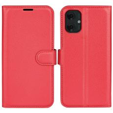  Motorola Moto G55 5G Fodral Litchi L&auml;der R&ouml;d - Teknikhallen.se