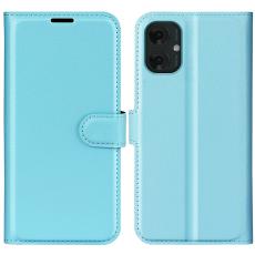  Motorola Moto G55 5G Fodral Litchi L&auml;der Bl&aring; - Teknikhallen.se