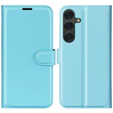  Samsung Galaxy S25 Plus Fodral Litchi L&auml;der Bl&aring; - Teknikhallen.se