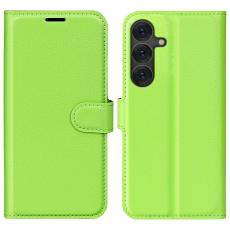  Samsung Galaxy S25 Plus Fodral Litchi L&auml;der Gr&ouml;n - Teknikhallen.se