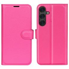  Samsung Galaxy S25 Plus Fodral Litchi L&auml;der Rosa - Teknikhallen.se