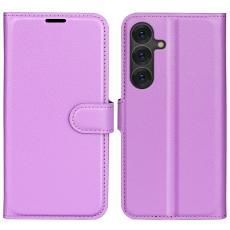  Samsung Galaxy S25 Plus Fodral Litchi L&auml;der Lila - Teknikhallen.se