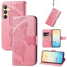  Samsung Galaxy S25 Plus Fodral Med Fj&auml;ril Tryck Rosa - Teknikhallen.se