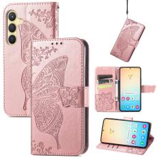  Samsung Galaxy S25 Plus Fodral Med Fj&auml;ril Tryck Ros&eacute;guld - Teknikhallen.se