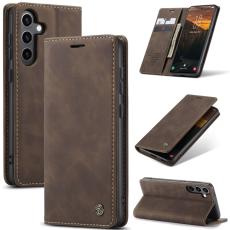 CASEME CASEME Samsung Galaxy S25 Plus Fodral Flip Retro L&auml;der M&ouml;rk Brun - Teknikhallen.se