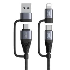JOYROOM Joyroom 1.2 m 4in1 USB-C/USB-A - USB-C / Lightning Svart - Teknikhallen.se