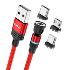 ENKAY ENKAY 1 m 3in1 USB-C / Lightning / MicroUSB 360&deg; Magnetkabel - Teknikhallen.se