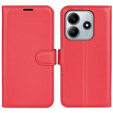  Xiaomi Redmi Note 14 5G Fodral Litchi L&auml;der R&ouml;d - Teknikhallen.se