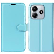  Xiaomi Redmi Note 14 5G Fodral Litchi L&auml;der Bl&aring; - Teknikhallen.se