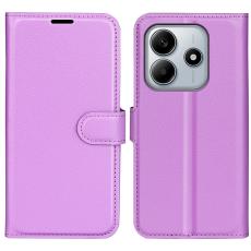  Xiaomi Redmi Note 14 5G Fodral Litchi L&auml;der Lila - Teknikhallen.se