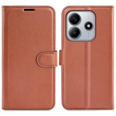  Xiaomi Redmi Note 14 5G Fodral Litchi L&auml;der Brun - Teknikhallen.se