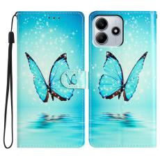  Xiaomi Redmi Note 14 5G Fodral Med Tryck Bl&aring; Fj&auml;ril - Teknikhallen.se