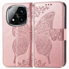  Xiaomi Redmi Note 14 Pro 5G Fodral L&auml;der Fj&auml;ril Tryck Ros&eacute;guld - Teknikhallen.se