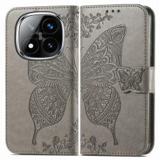  Xiaomi Redmi Note 14 Pro 5G Fodral L&auml;der Fj&auml;ril Tryck Gr&aring; - Teknikhallen.se
