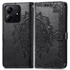  Xiaomi Redmi Note 14 5G Fodral L&auml;der Mandala Tryck Svart - Teknikhallen.se