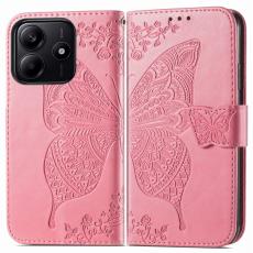  Xiaomi Redmi Note 14 5G Fodral L&auml;der Fj&auml;ril Tryck Rosa - Teknikhallen.se