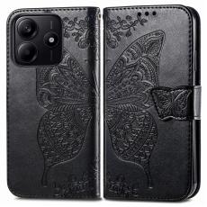  Xiaomi Redmi Note 14 5G Fodral L&auml;der Fj&auml;ril Tryck Svart - Teknikhallen.se